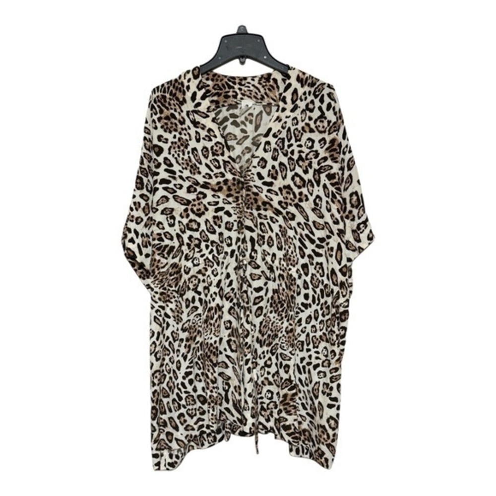 Flawless Womens Bathing suit Cover up Kaftan Leopard Print Dolman Size L
